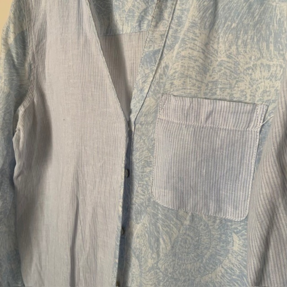 C&C California 100% Linen Button Up Shirt EUC Boho Coastal Minimalist Lagenlook - Picture 3 of 9
